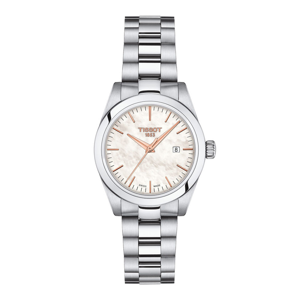 T-My Lady 29MM Mother of Pearl Metal And Leather White