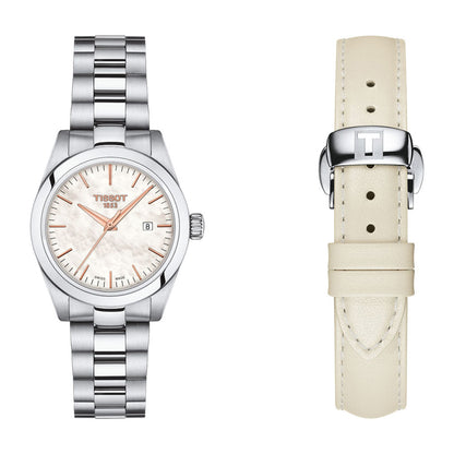 T-My Lady 29MM Mother of Pearl Metal And Leather White