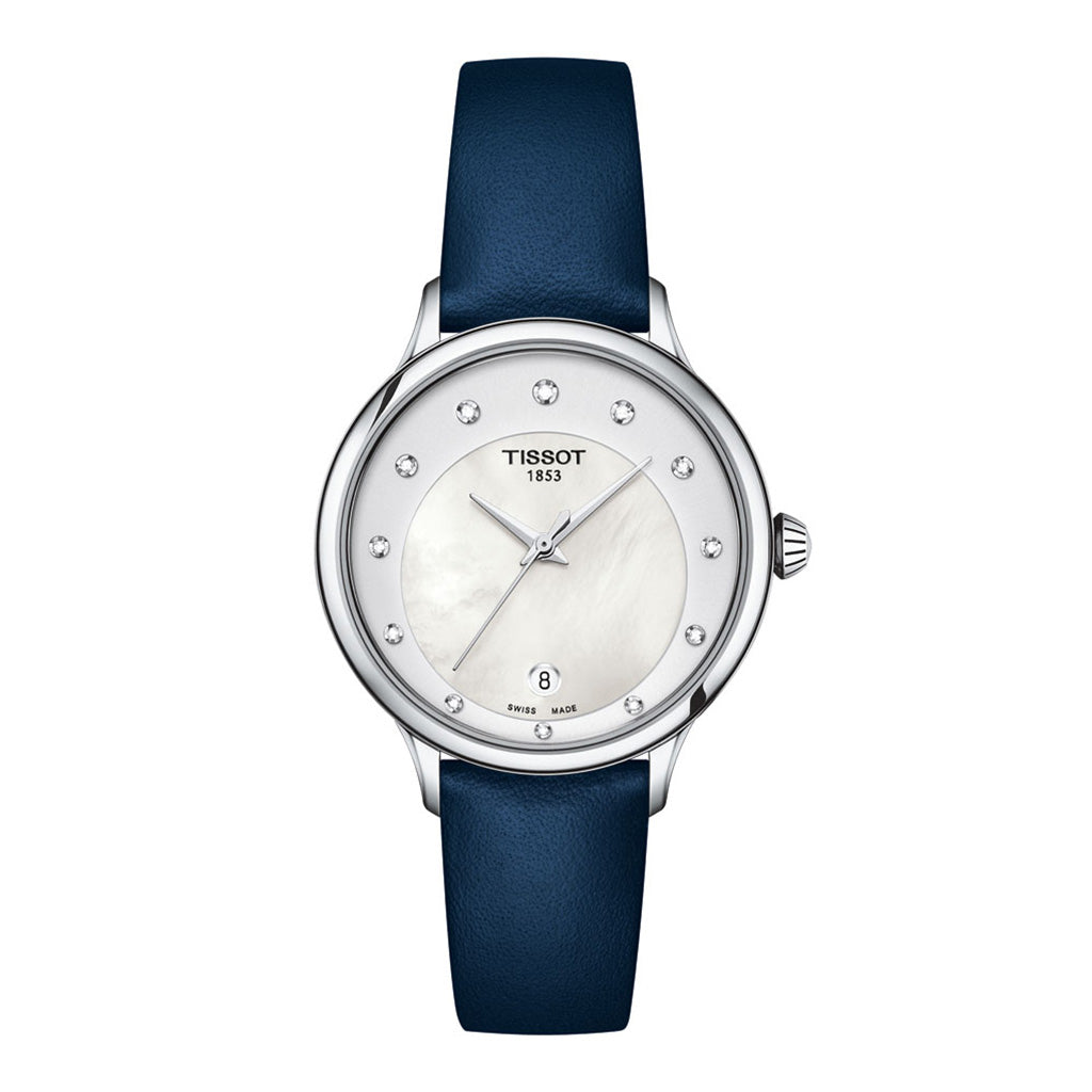 Odaci-T 33MM Diamonds White-Silver Leather Dark Blue & Pink