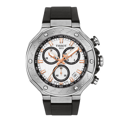 T-Race 45MM Chronograph Silver Rubber Black