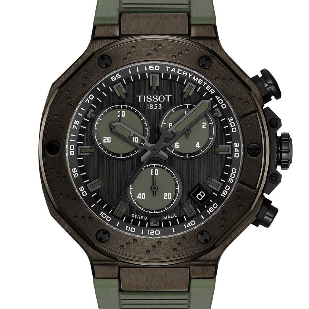 T-Race 45MM Chronograph Green Rubber Black