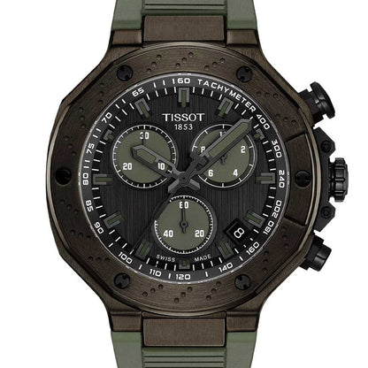 T-Race 45MM Chronograph Green Rubber Black