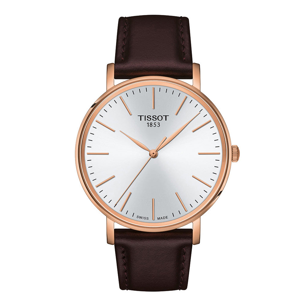 Everytime Gent 40MM Silver Leather Brown