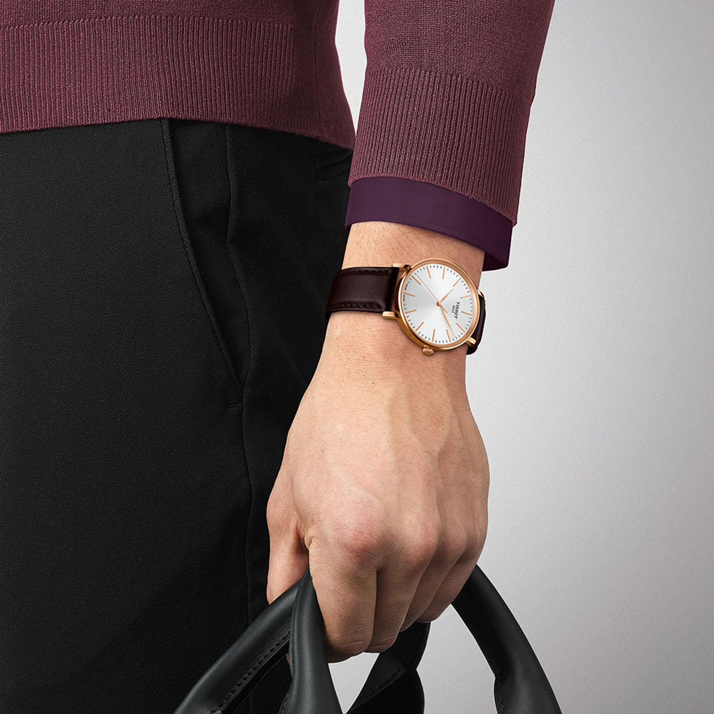 Everytime Gent 40MM Silver Leather Brown
