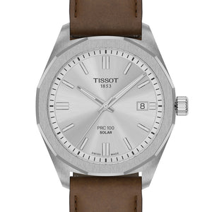 Tissot PRC 100 Solar 39 mm Quartz Silver Leather Brown T1514221603100