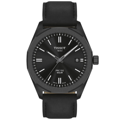 Tissot PRC 100 Solar 39MM Black Leather Black