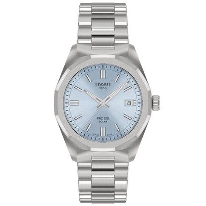 Tissot PRC 100 Solar 34MM Ice Blue Metal Silver