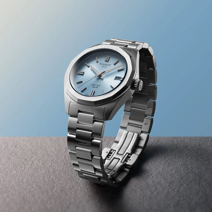 Tissot PRC 100 Solar 34MM Ice Blue Metal Silver