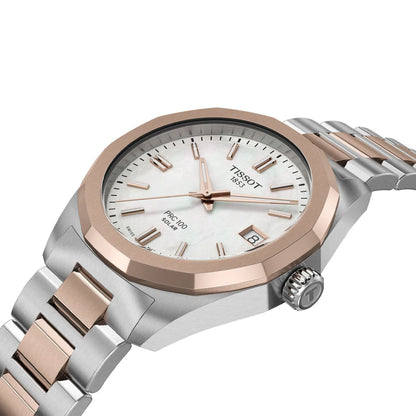 Tissot PRC 100 Solar 34MM White Metal Bicolor