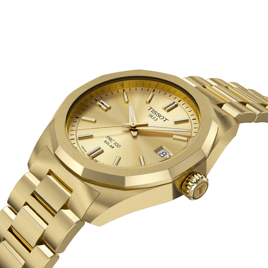 Tissot PRC 100 Solar 34MM Gold Metal Gold