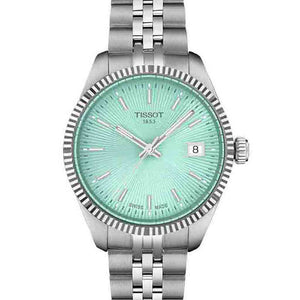 Tissot Ballade 34mm T1562101109100 Armbanduhr mit silberfarbenem Edelstahlgehäuse, grünem Zifferblatt und silberfarbenem Edelstahlarmband