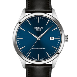 Tissot Classic Dream 40 mm T158.407.16.041.00 Automatikuhr mit silberfarbenem Gehäuse, blauem Zifferblatt und schwarzem Armband