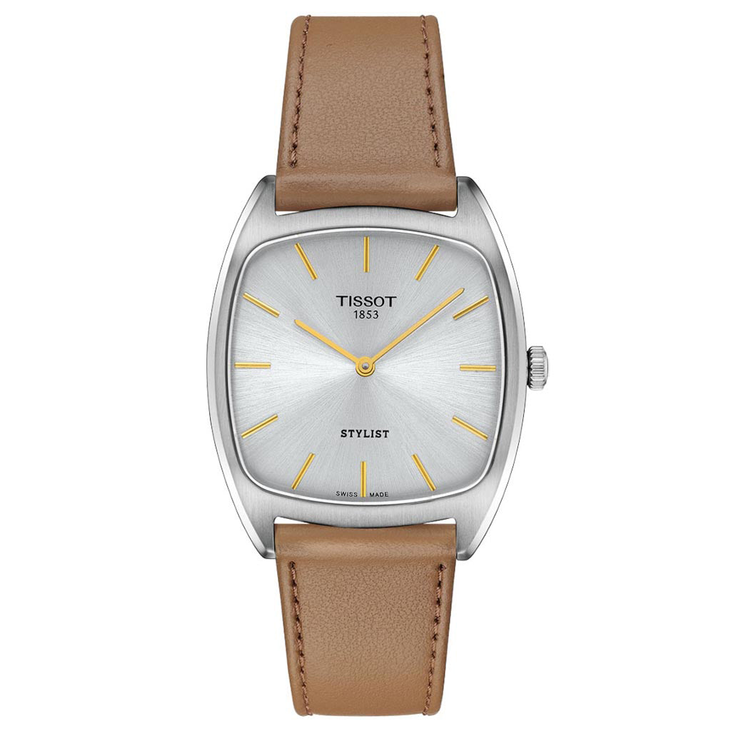 Stylist Lady 32MM Square Silver Leather