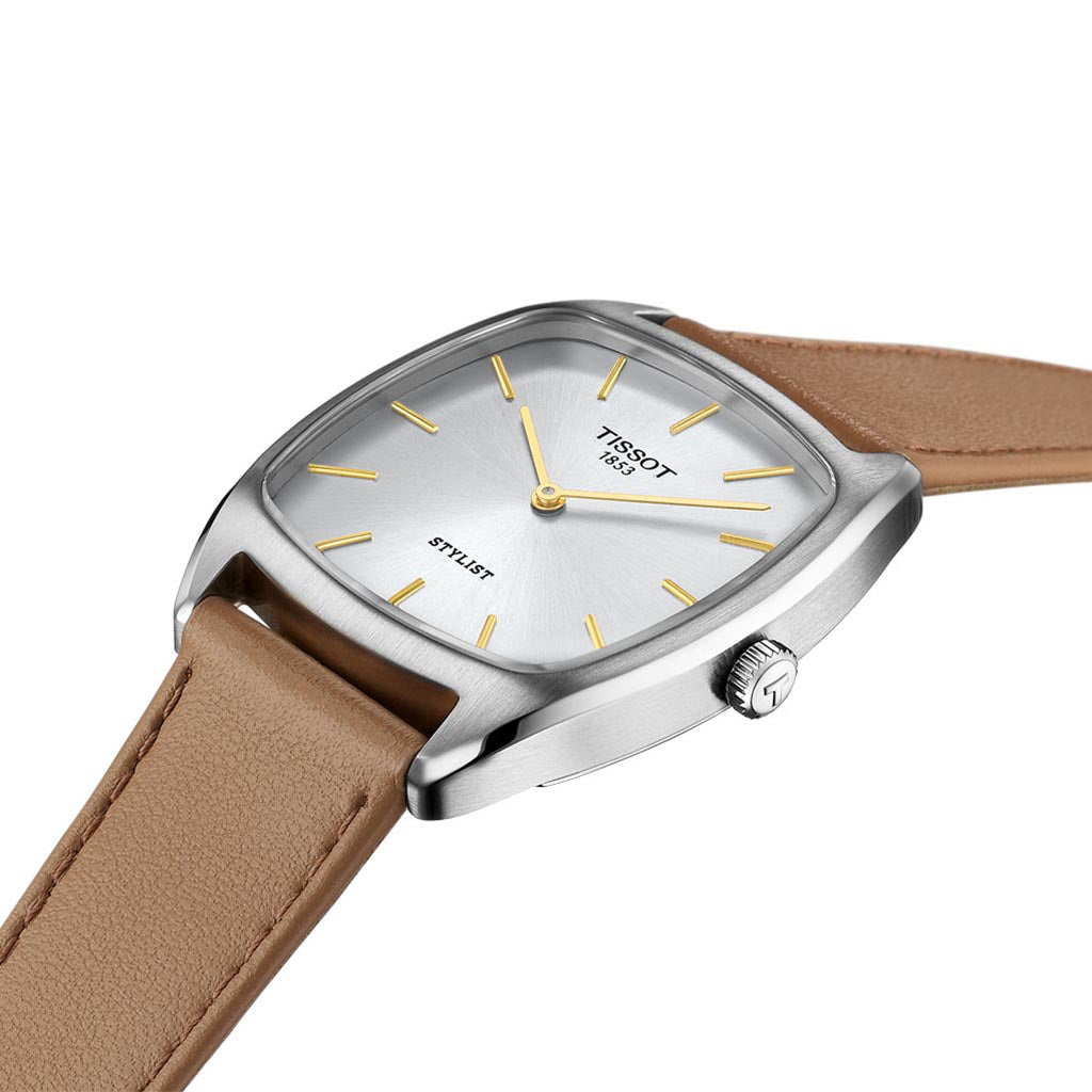 Stylist Lady 32MM Square Silver Leather
