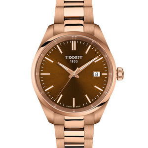 Tissot Classic PR 100 34 mm T150.210.33.291.00 Damenuhr mit roségoldfarbenem Edelstahlgehäuse und roségoldfarbenem Edelstahlarmband