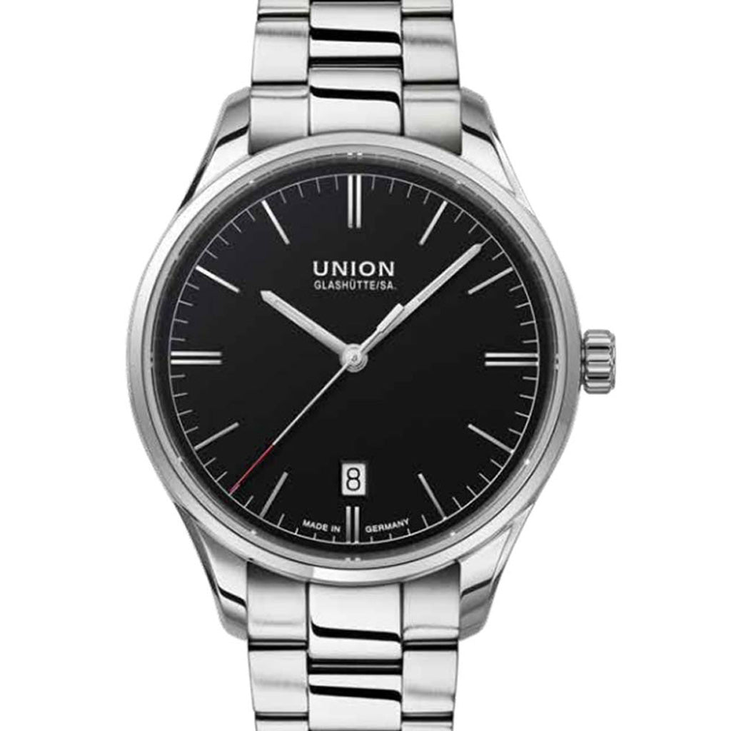 Union Glashütte Viro Datum Schwarz Stahlband