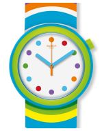 Farbe pur, das ist die neue Pop Swatch POPADELIC. Knallige Farben im bunten Psychodelic-Look, so läßt sich das Design am Besten beschreiben. Am Handgelenk sieht die Uhr einfach genial aus und mit dem Wendearmband können Sie das Design schnell umwandeln. D